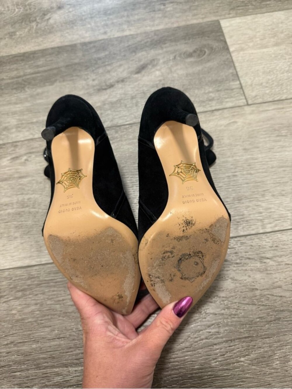 Charlotte Olympia Suede Boots black Lucinda pointed toe heeled boots size 36 - Picture 7 of 11